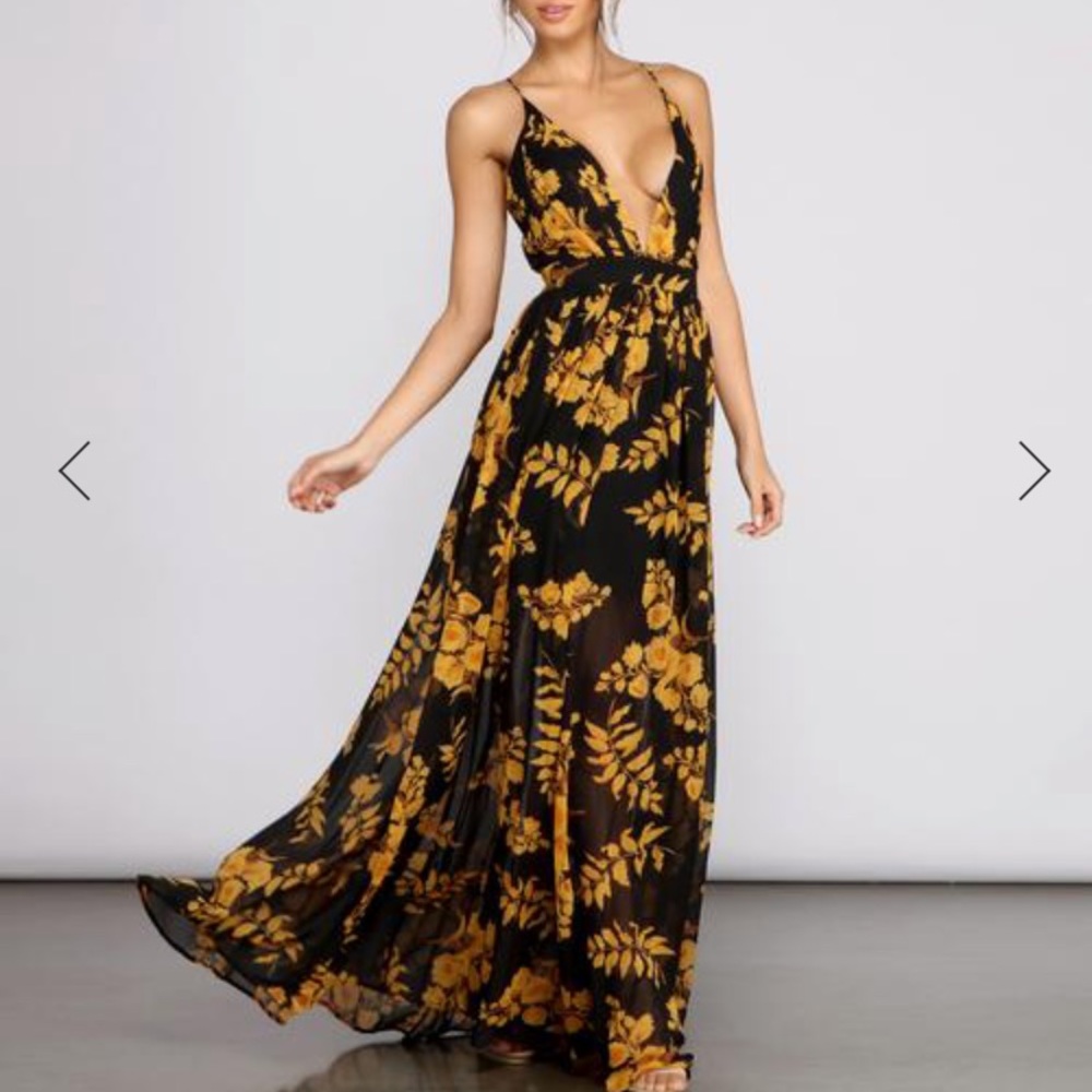 Aubrielle formal floral Chiffron a-line dress
